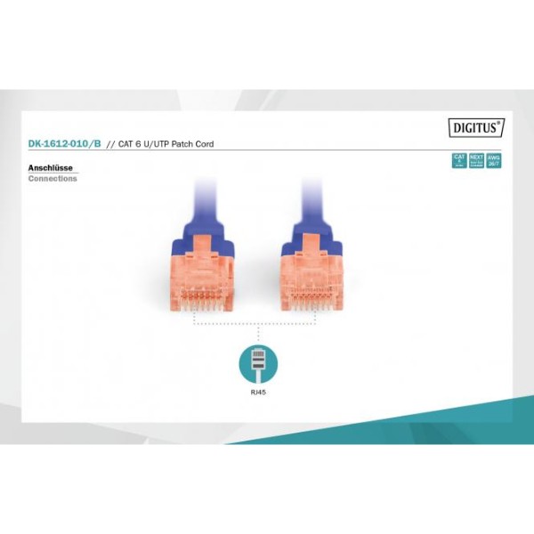 Фото - Кабель патч-корд Digitus CAT 6 UTP 1 м Blue (DK-1612-010/B)